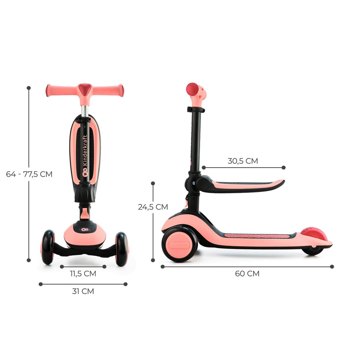 Mini-scooter Halley Rosa,  B/h/t: 31x64-77,5x60 - Schwarz/Rosa, Basics, Kunststoff/Metall (31/64-77.5/60cm) - Kinderkraft