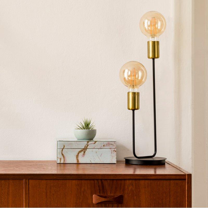 Tischlampe Schwarz/Gold ohne Schirm - Goldfarben/Schwarz, Design, Kunststoff/Metall (14/45,3cm) - Näve