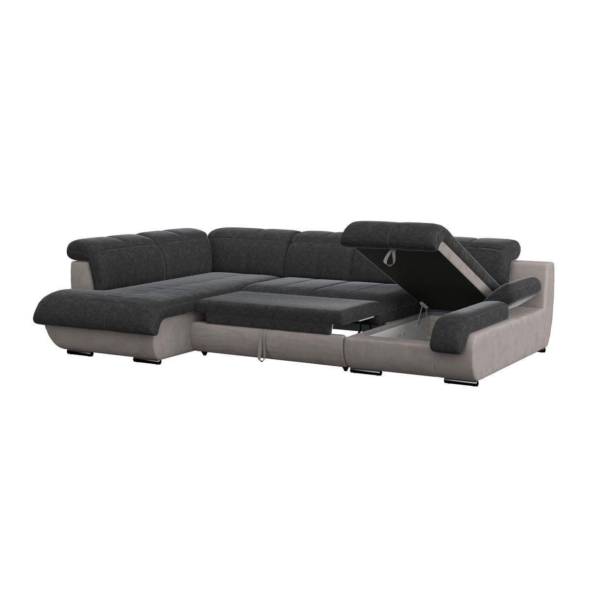 Wohnlandschaft Multi Mit Schlaffunktion Anthrazit/Grau - Chromfarben/Anthrazit, MODERN, Textil (228/345/184cm)