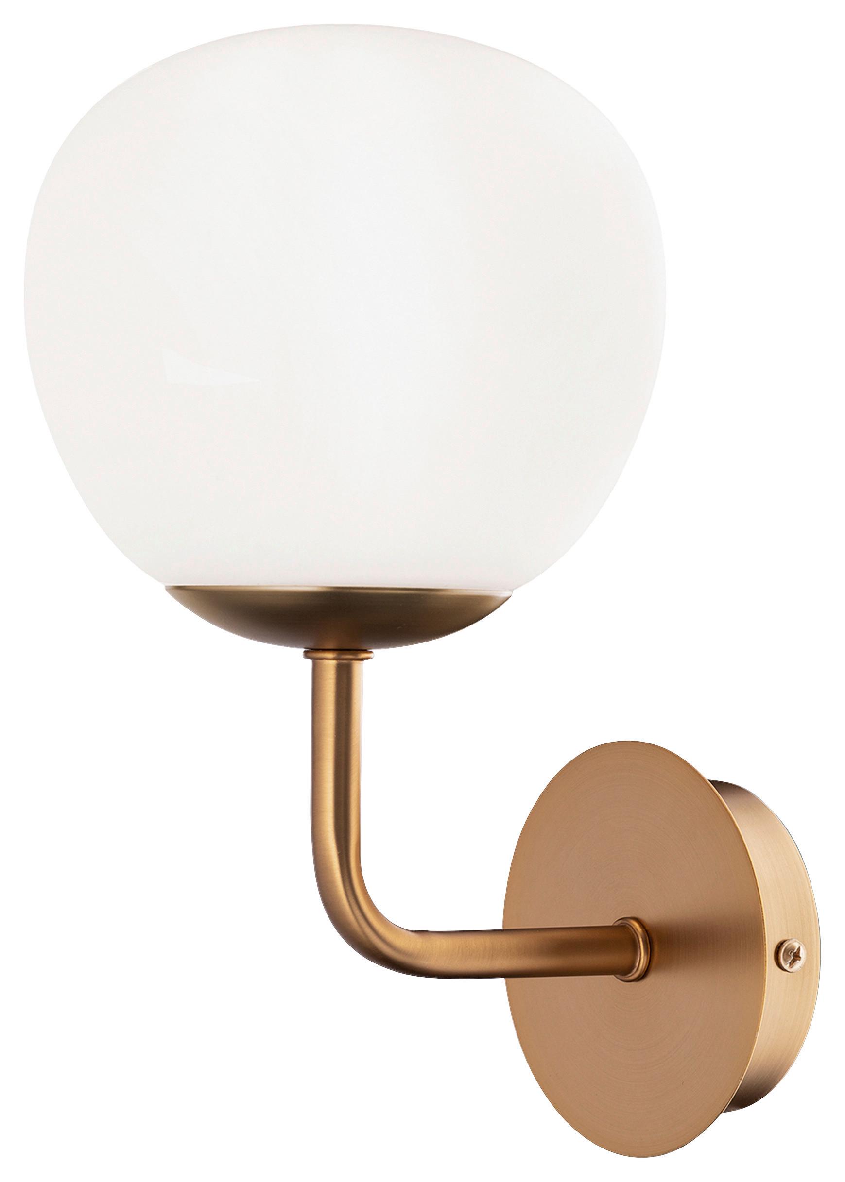 WANDLEUCHTE ERICH - Messingfarben/Weiß, Trend, Glas/Metall (15/27/19cm) - MAYTONI