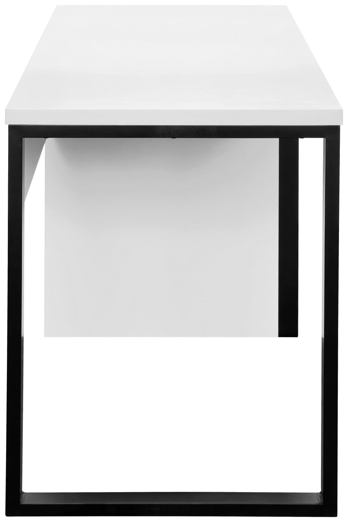 Schreibtisch Pluto Schwarz/Weiß L: 140 cm - Schwarz/Weiß, MODERN, Holzwerkstoff/Metall (140/59/76cm) - Livetastic