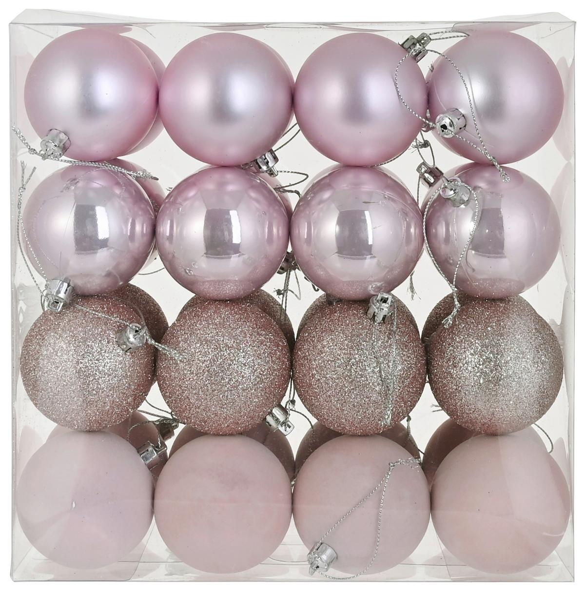 Vianočná guľa 32 ks/ bal - ružová, Konventionell, plast (6cm) - Mömax