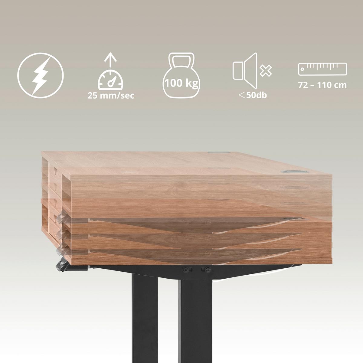 Schreibtisch Worktime Style Schwarz/Eichefarben L: 120cm - Eichefarben/Schwarz, MODERN, Holz/Metall (120/60/72-110cm) - MID.YOU