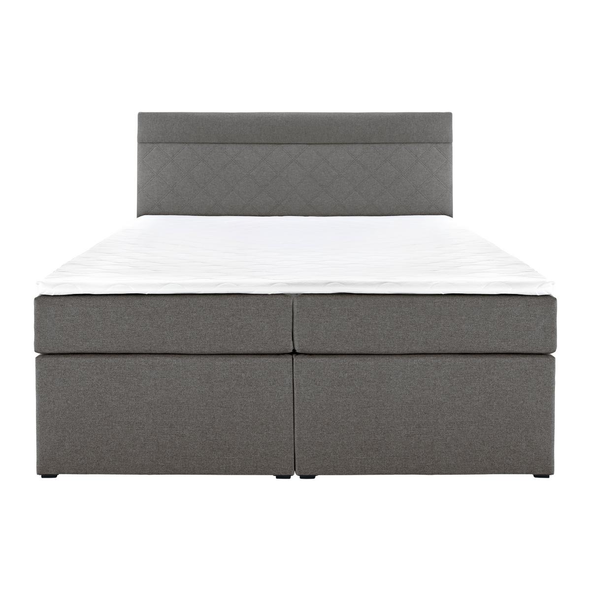 Boxspring posteľ s topperom Rosa 140x200 cm, tmavosivá - čierna/sivá, Modern, drevo/kompozitné drevo (140/200cm) - Bessagi Home
