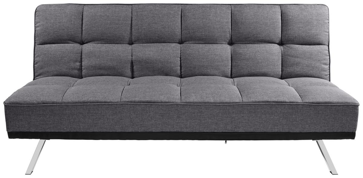 3-Sitzer-Sofa Mit Schlaffunkt. Roma Anthrazit - Edelstahlfarben/Anthrazit, Basics, Textil/Metall (179/84/96cm) - Ondega