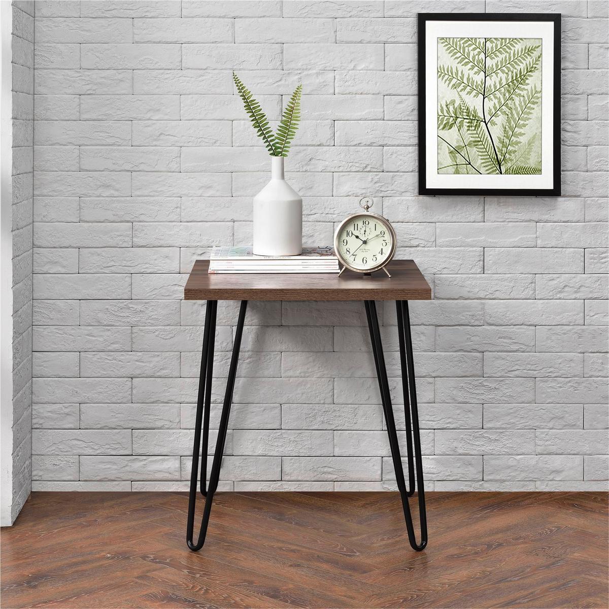 Beistelltisch Owen Walnuss Dekor B: 49 cm - Walnussfarben/Schwarz, Design, Papier/Holzwerkstoff (49/49/55cm) - MID.YOU