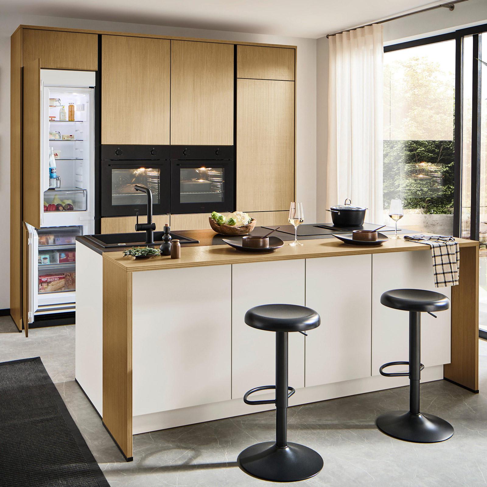 Einbauküche Stripe/clean - Eichefarben/Anthrazit, MODERN, Holzwerkstoff (249,2cm) - Express-Kuechen