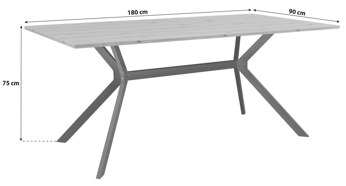 Étkezőasztal Onex 180/90 Cm - fekete/Artisan tölgy, Basics, faalapú anyag/fém (180/90/75cm) - MID.YOU