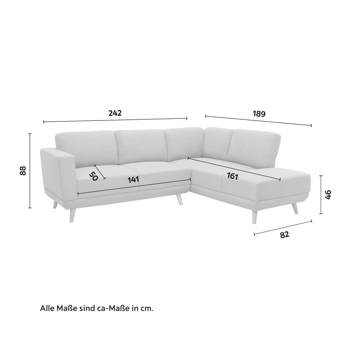 Sedací souprava KYLE šířka 242cm/162cm - šedá/přírodní barvy, Moderní, dřevo/textil (242/88/189cm) - Bessagi Home