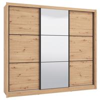 Tolóajtós Szekrény Navara 242/215,5 Cm - Artisan tölgy, Basics, faalapú anyag/Üveg (242/215,5/60cm)