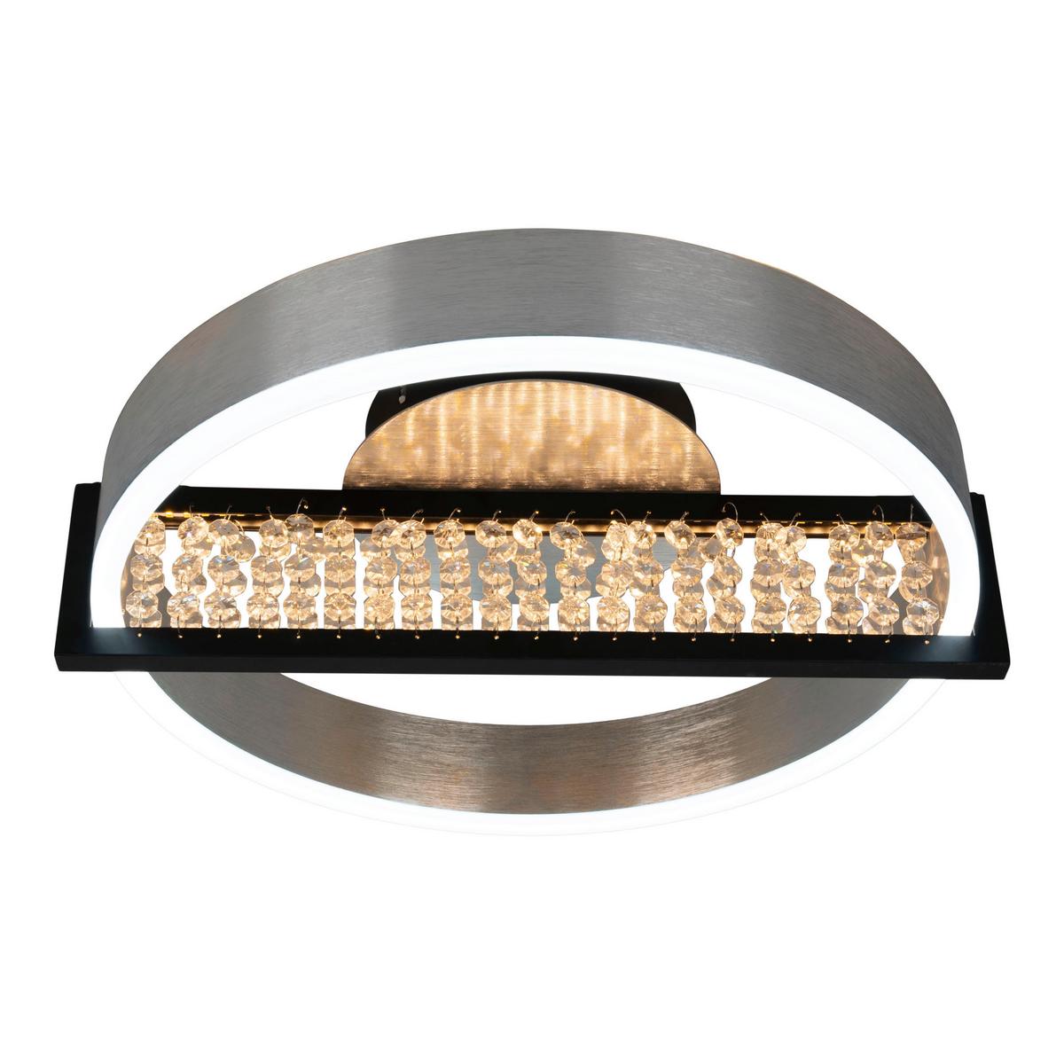 LED-Deckenleuchte inkl. Fernbedienung - Chromfarben/Schwarz, Design, Metall (53,2/50/13,7cm) - Näve