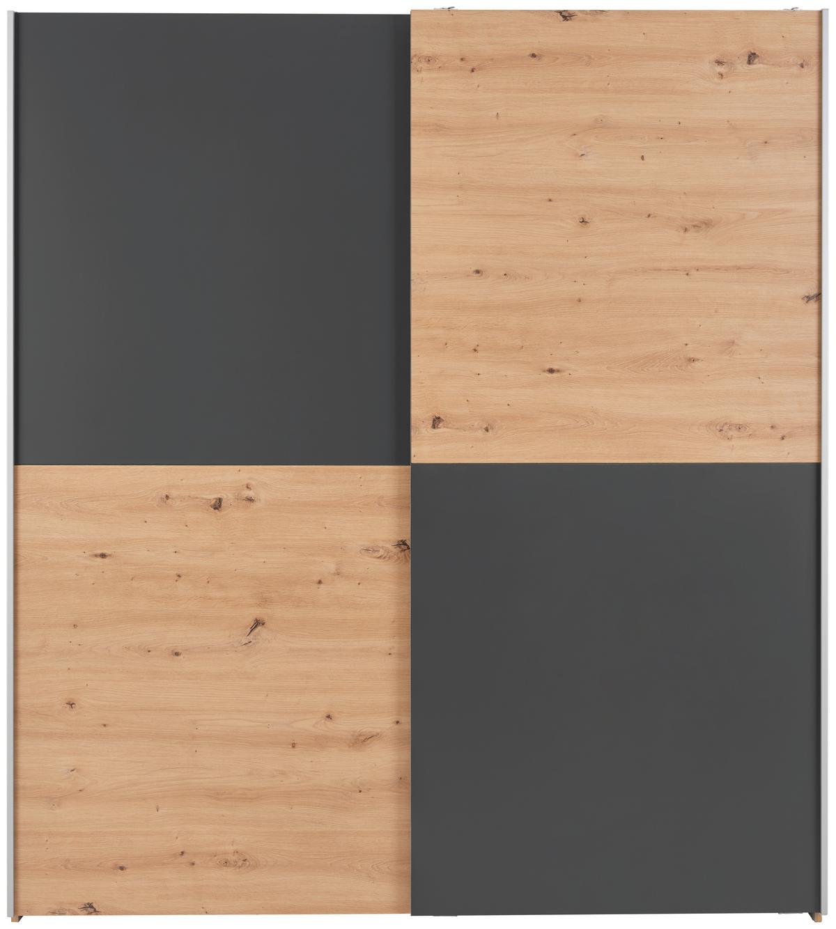 Tolóajtós Szekrény Time 170/190cm - grafitszürke/Artisan tölgy, Basics, faalapú anyag (170/191/59cm) - Best Price