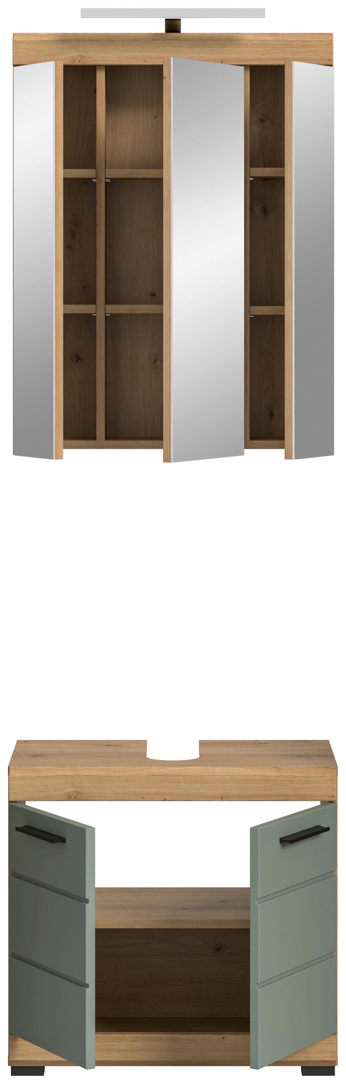 Badezimmer Scout Salbeigrün B: 60 Cm - Salbeigrün/Schwarz, MODERN, Glas/Holzwerkstoff (60cm) - MID.YOU