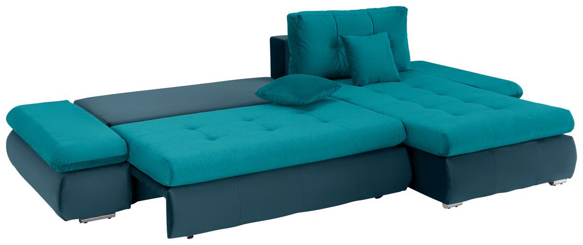 Rohová sedačka ENRICO, oboustranná, petrolejová - petrolej/černá, Konvenční, kov/textil (303/88/185cm) - Based