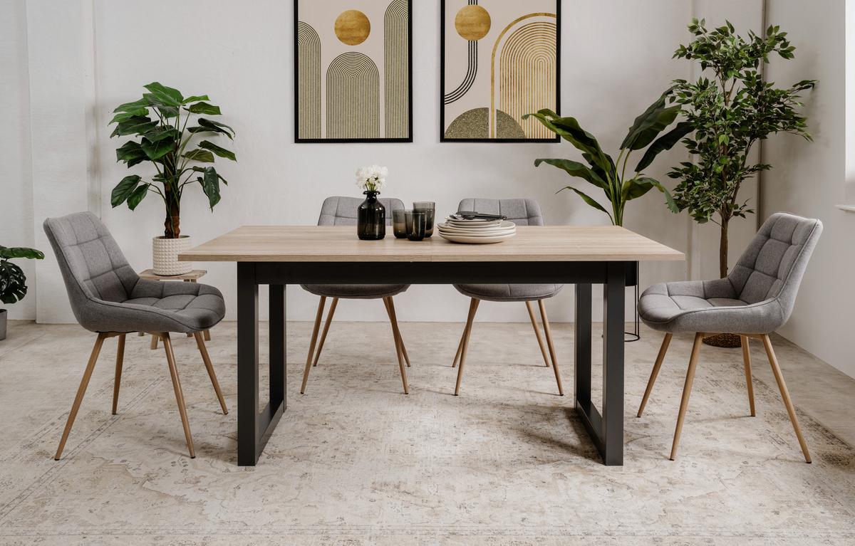 Esstisch Ausziehbar Denver 160x200x90 Cm Eiche Dekor - Anthrazit/Sonoma Eiche, Natur, Holzwerkstoff (160/90/75cm) - MID.YOU