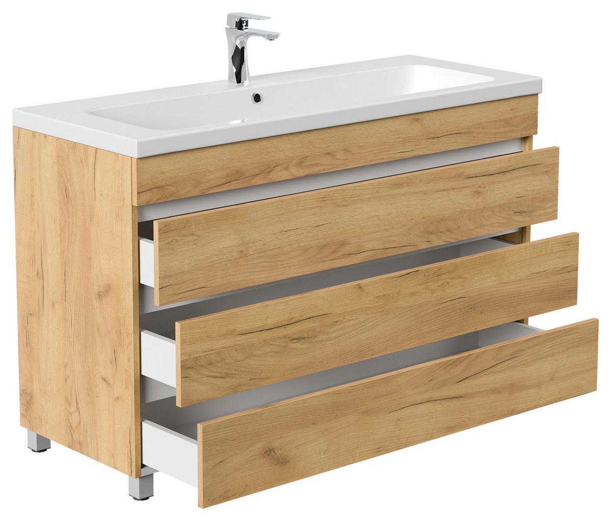 WASCHTISCHKOMBI Fellini, Eichefarben B: 120 cm - Eichefarben/Weiß, Basics, Holzwerkstoff/Stein (120cm) - MID.YOU