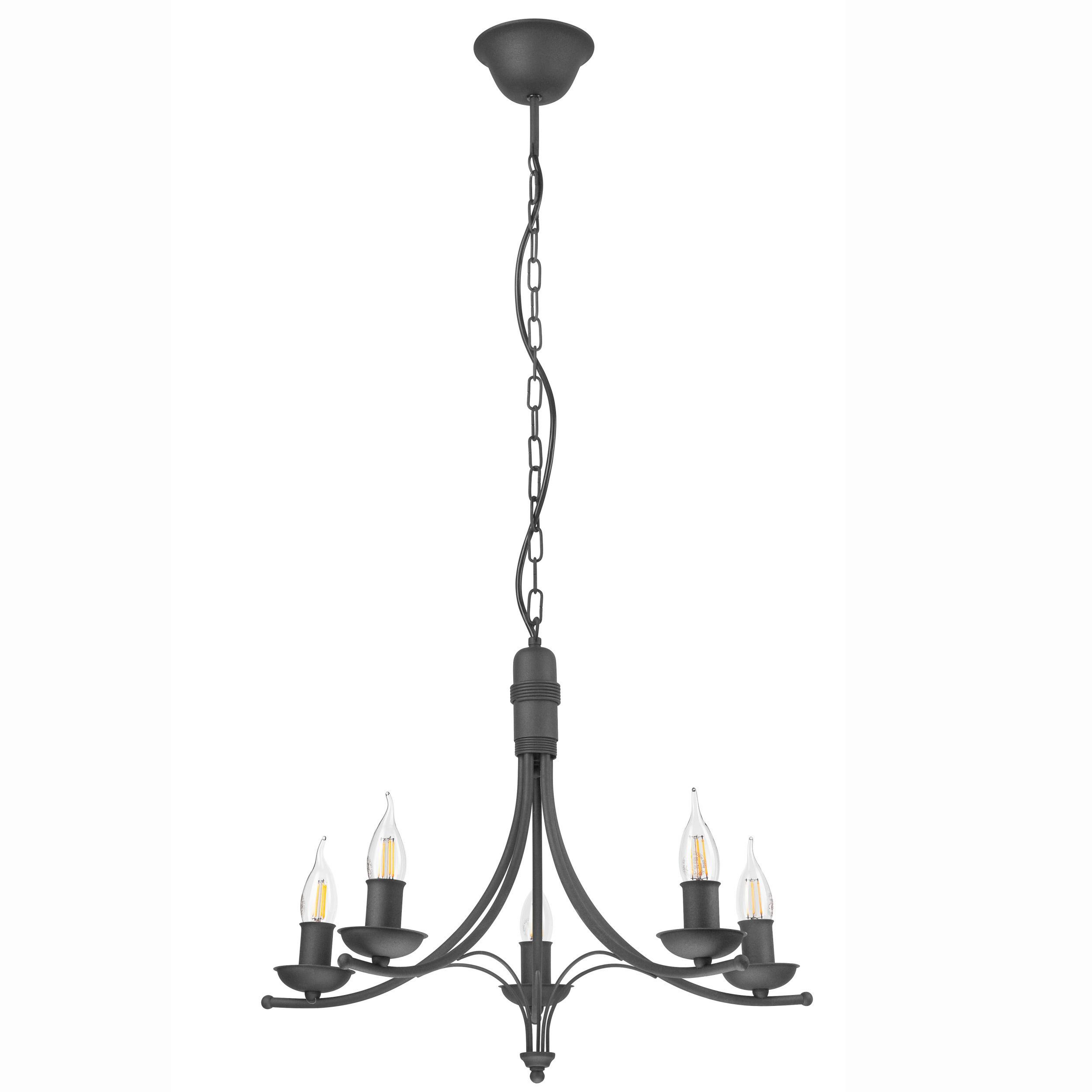 Kronleuchter 44101 Lucy - Schwarz Hochglanz, KONVENTIONELL, Metall (58/100cm)