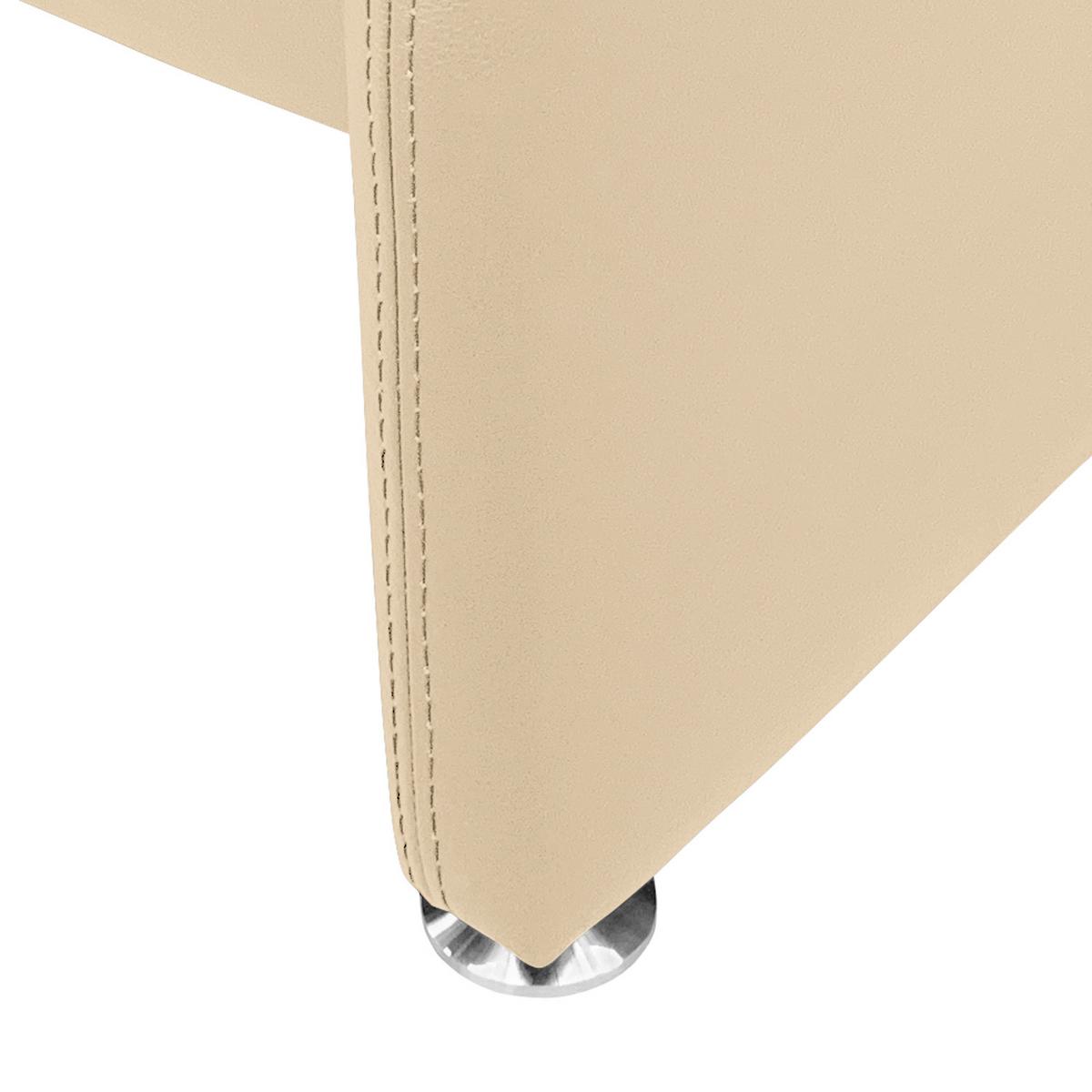Hocker Comodo Echtleder Beige B: 62 cm - Beige/Silberfarben, Design, Leder (62/42/60cm) - Livetastic