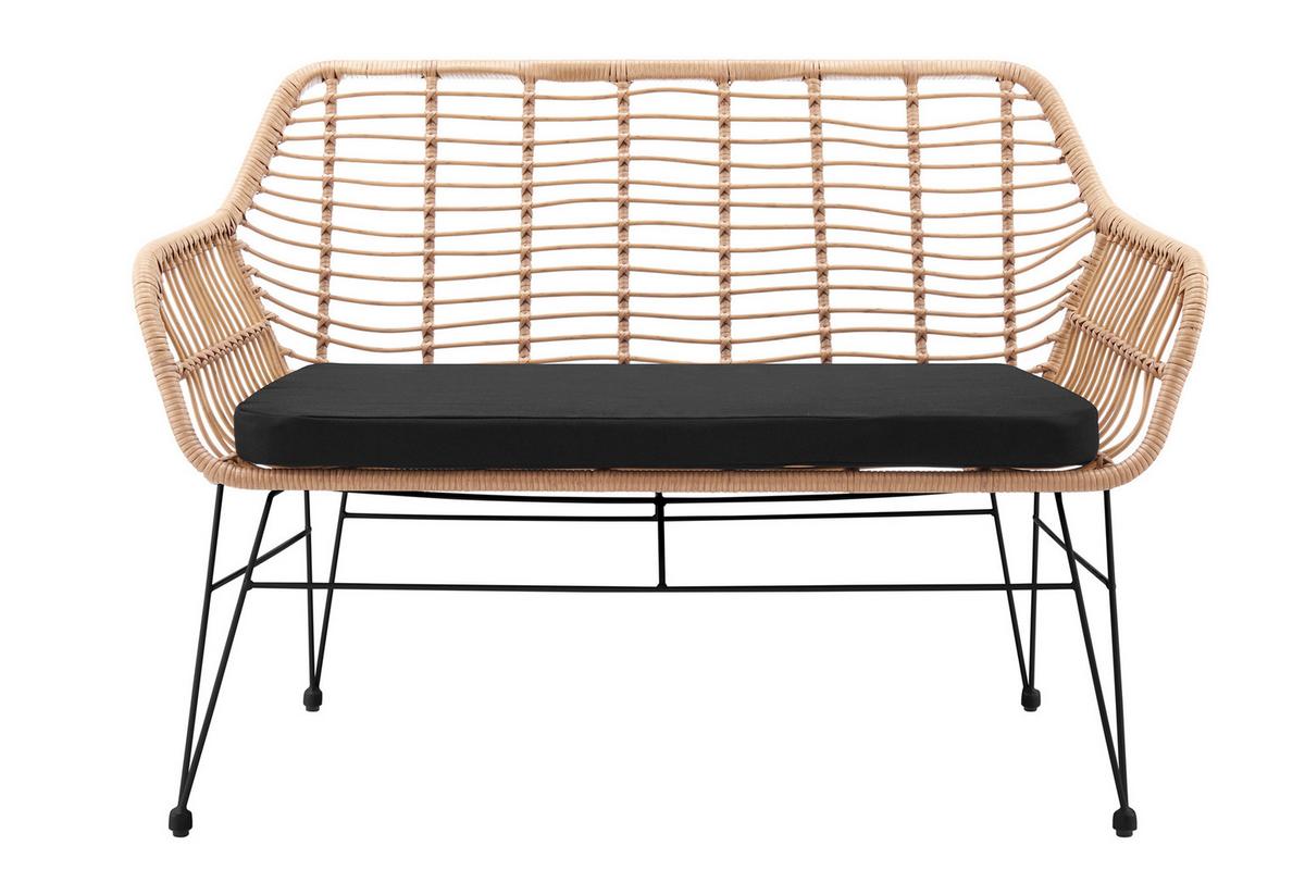 Sitzbank Naturfarben/schwarz B: 120 Cm - Schwarz/Naturfarben, MODERN, Kunststoff/Metall (120/85/69cm) - Livetastic