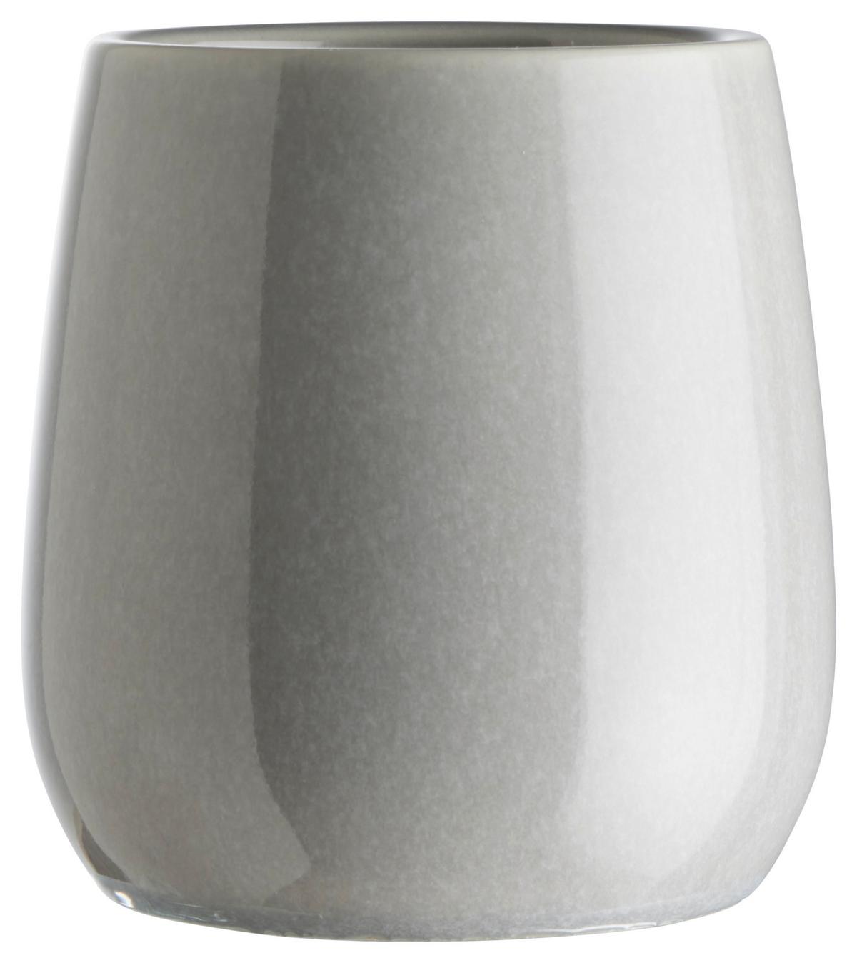 Kelímek na zubní kartáček MAGNUS - šedá/černá, Moderní, keramika (8/10cm) - Mömax