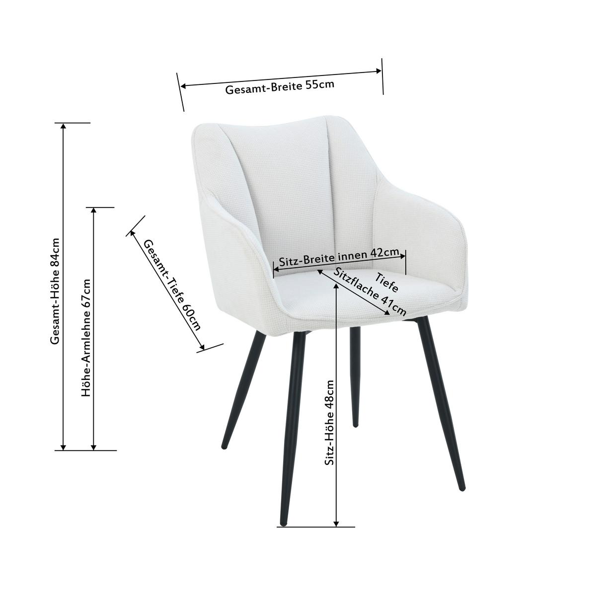 Armlehnstuhl Caro Beige Echtholz Beine - Beige/Schwarz, KONVENTIONELL, Holz/Textil (55/83/61cm) - Nedis SmartLife