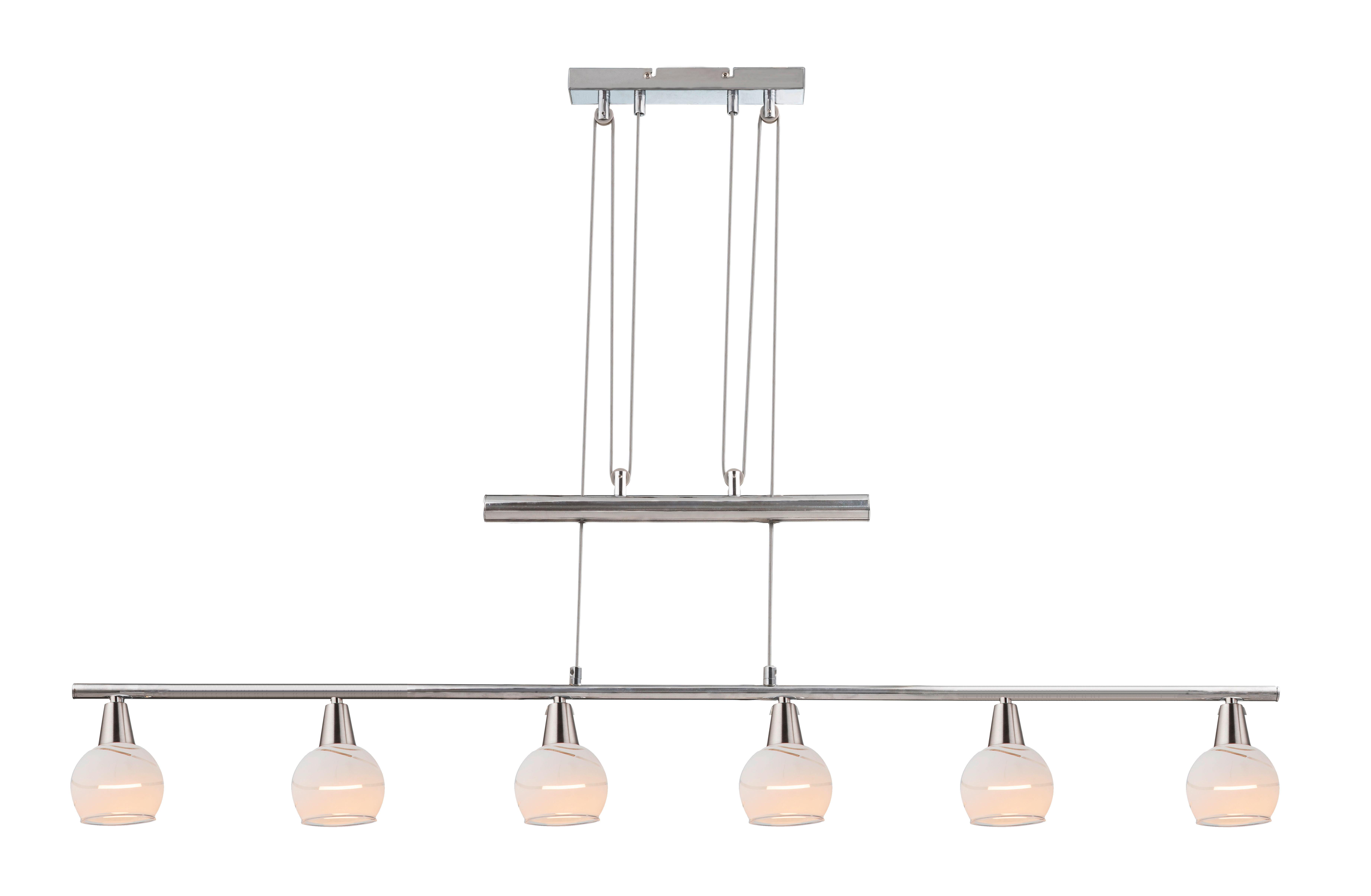LED-Hängeleuchte Globo H: 160 cm 6-Flammig mit Glas - Basics, Glas/Metall (90/9,8/160cm) - Globo