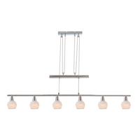 LED-Hängeleuchte Globo H: 160 cm 6-Flammig mit Glas - Basics, Glas/Metall (90/9,8/160cm) - Globo