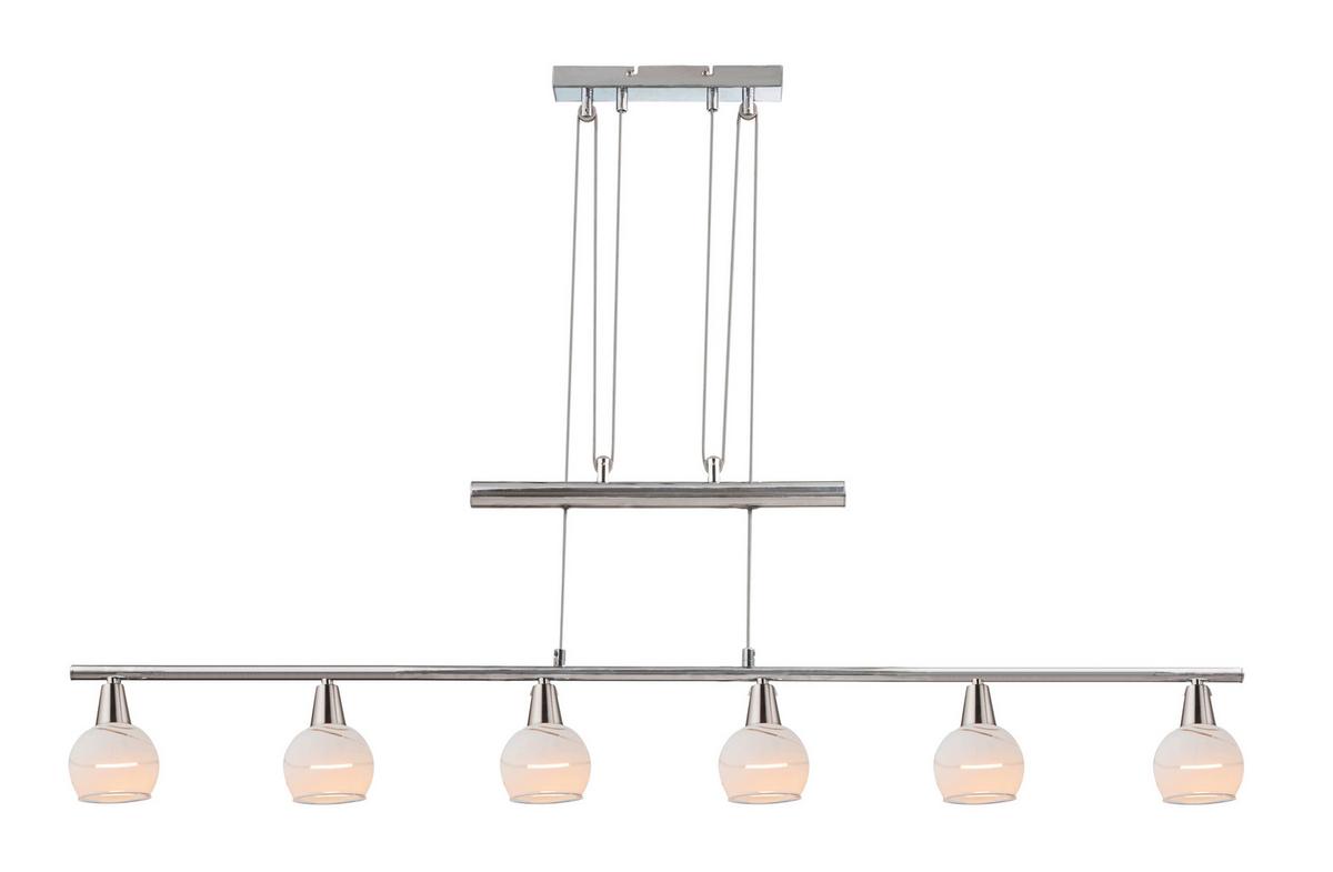 LED-Hängeleuchte Globo H: 160 cm 6-Flammig mit Glas - Basics, Glas/Metall (90/9,8/160cm) - Globo