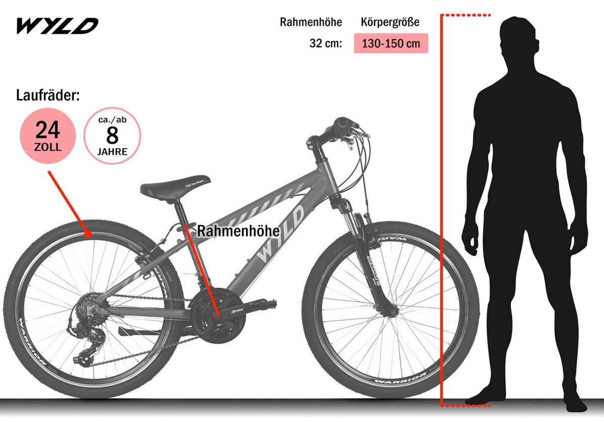 Kinderfahrrad 24'' Anthrazit - Anthrazit, MODERN, Metall (25/140/60cm)