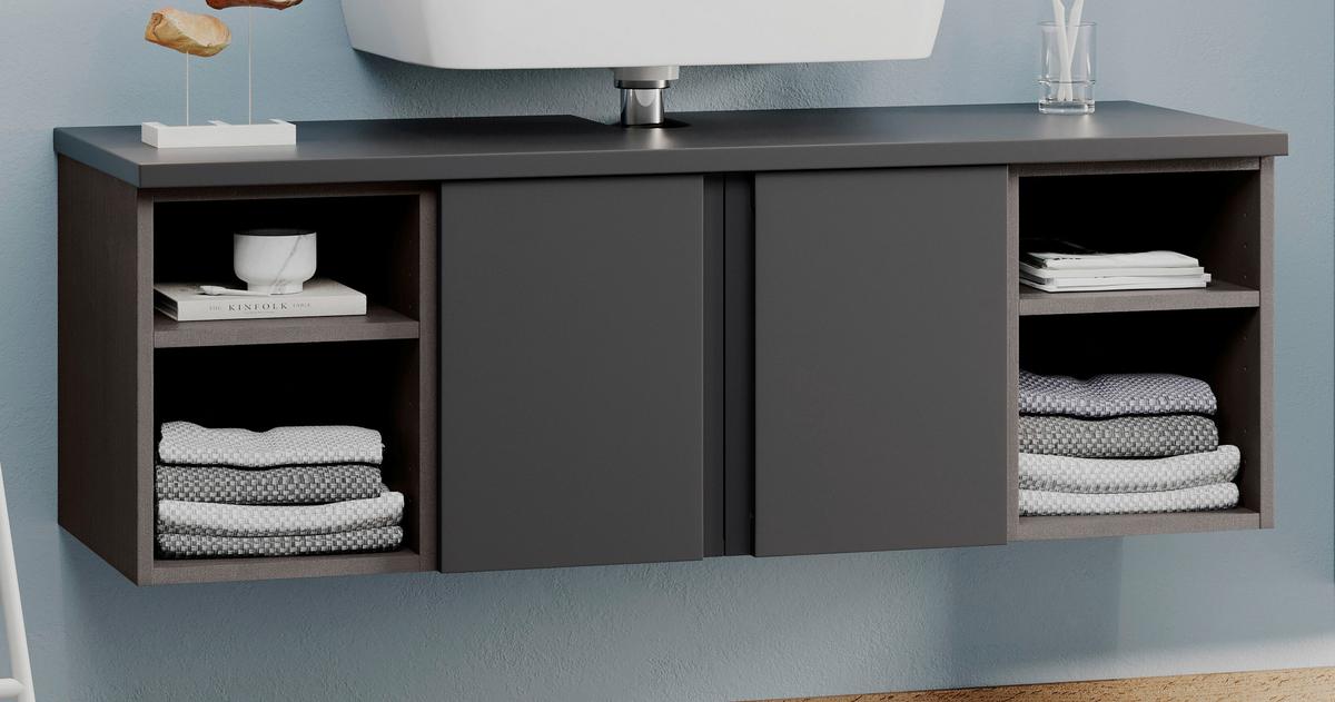 Hängender Waschbecken- Unterschrank Arosa B: 120 Cm - Graphitfarben/Grau, MODERN, Holzwerkstoff (120/41/47cm) - Held