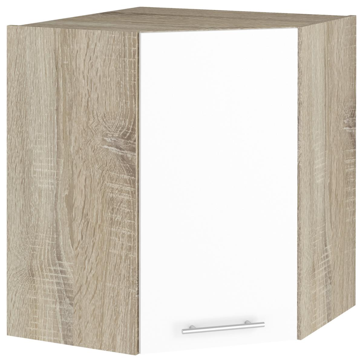 Felső Sarokszekrény Corina - tölgyfa színű/fehér (60/72,4/34,6cm)