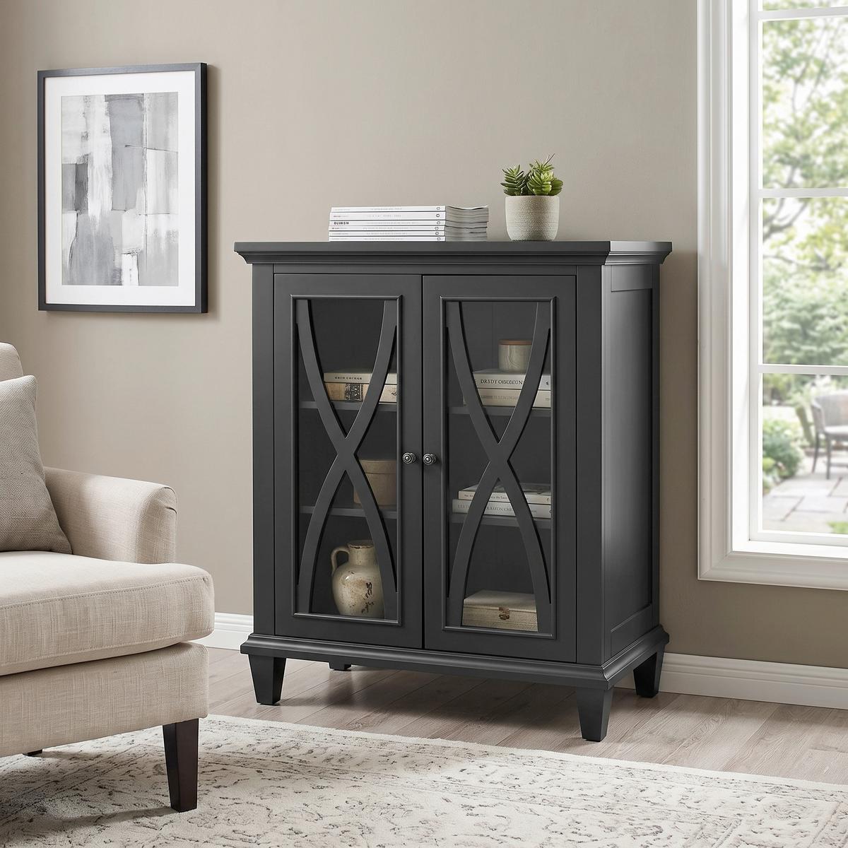 KOMMODE Ellington Schwarz B: 79cm - Schwarz, Design, Glas/Holzwerkstoff (79/85/37cm) - MID.YOU