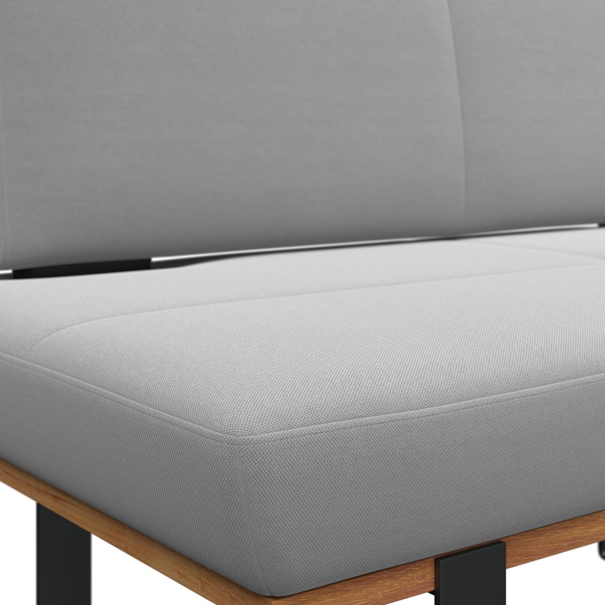 Sitzbank Tristan Webstoff hellgrau, B: 130cm - Hellgrau/Schwarz, MODERN, Holz/Textil (130/48/90cm) - James Wood