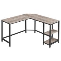Eckschreibtisch Iron B:138 cm Eiche Dekor Grau - Eiche grau/Schwarz, Basics, Holzwerkstoff/Metall (138/138/76cm) - Boxxx