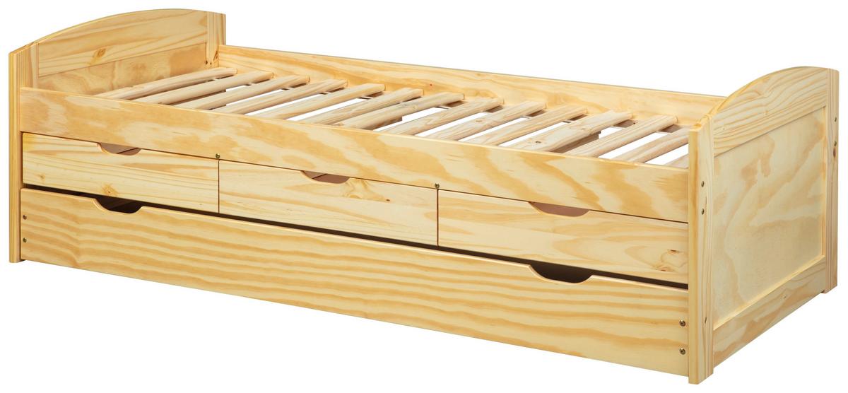 Ausziehbett Mit Bettkasten 90x200 Marinella Kieferfarben - Kieferfarben, Basics, Holz/Kunststoff (90/200cm) - MID.YOU