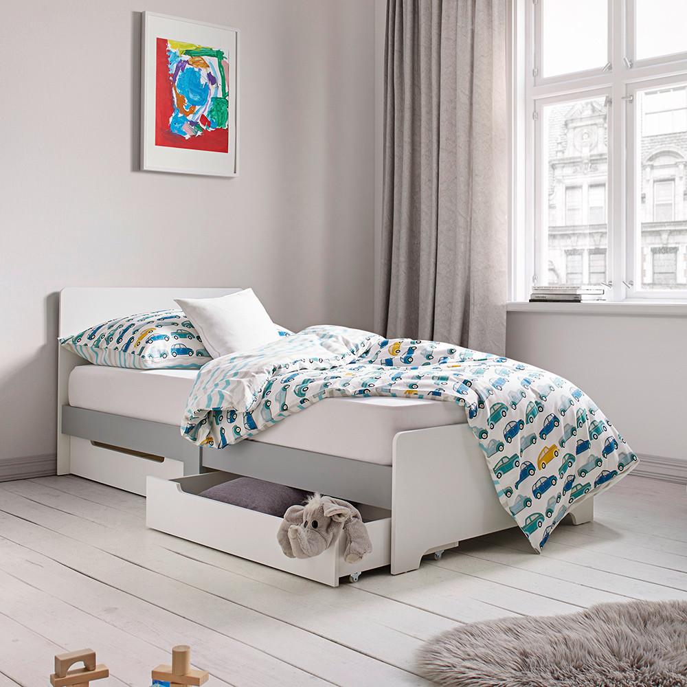 Posteľ pre deti a mládež DANNY biela/sivá