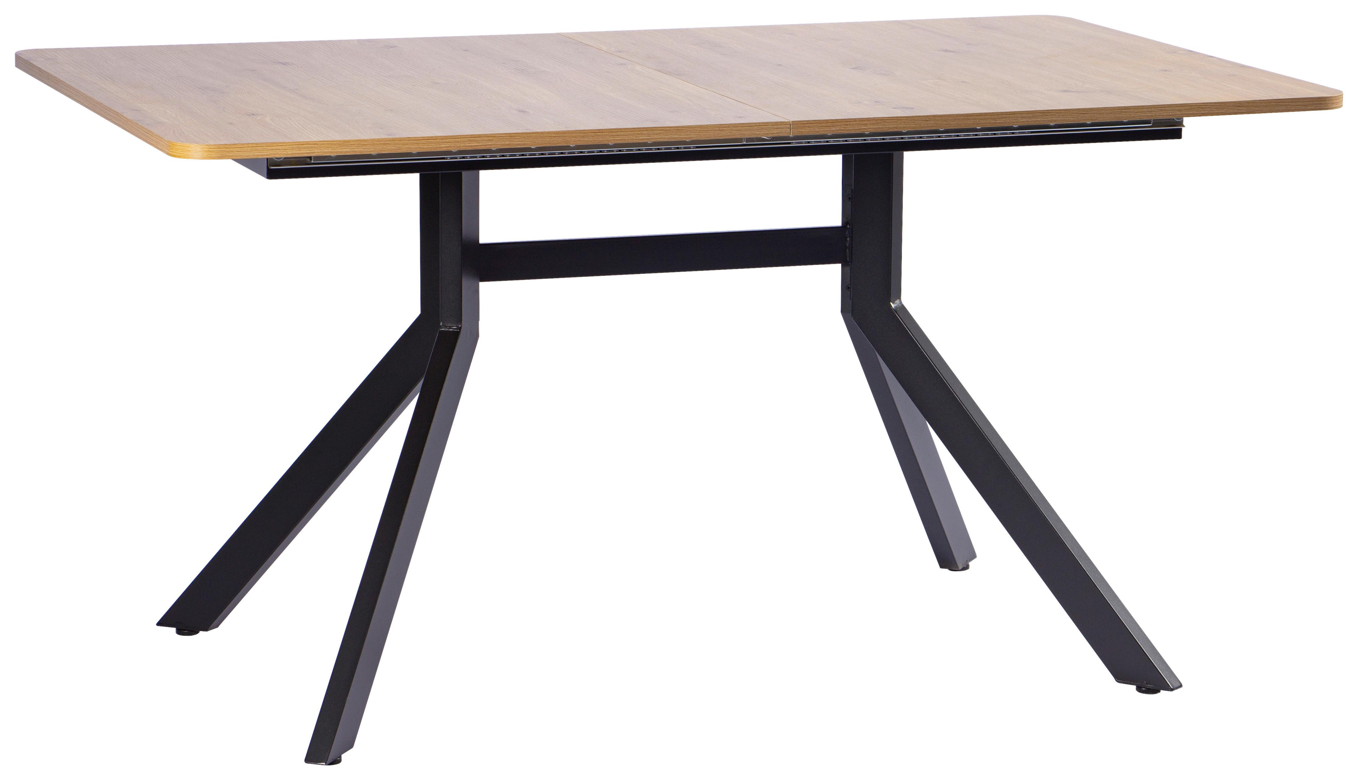 Esstisch Jax Eiche Artisan L: 150-190 cm - Schwarz/Eiche Artisan, MODERN, Holzwerkstoff/Metall (150/190/90/76cm) - Livetastic