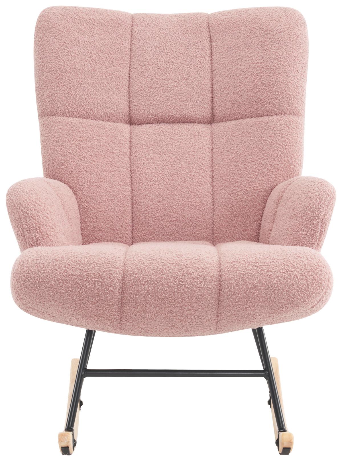 Schaukelstuhl mit Armlehnen Omar Stoffbezug Rosa - Ecru/Schwarz, MODERN, Textil/Metall (67/85cm) - P & B