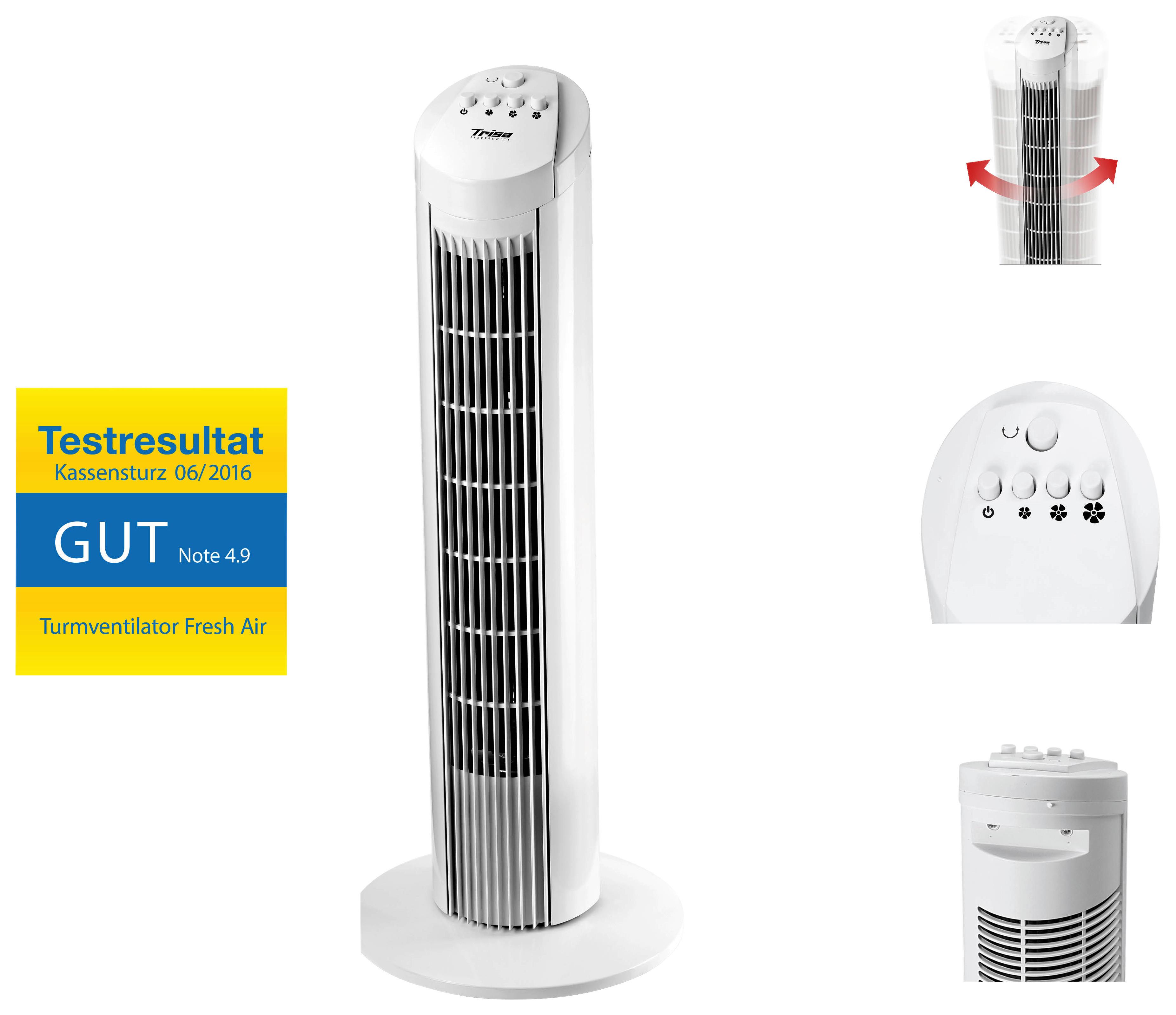 Turmventilator 45 W Fresh Air H: 77 cm - Weiß, Basics, Kunststoff (18.2/15.8/76.8cm) - Trisa Electronics