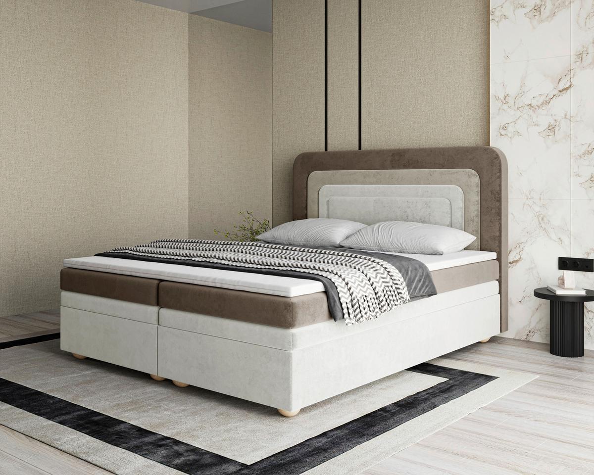 Boxbett Nest Lf: 160x200 Braun/Beige - Beige/Bronzefarben, MODERN, Holz/Kunststoff (160/200cm) - MID.YOU
