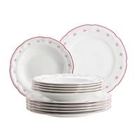 Tafelservice Lova Keramik, Rot/Weiß, 12-teilig - Rot/Weiß, Basics, Keramik - Mäser