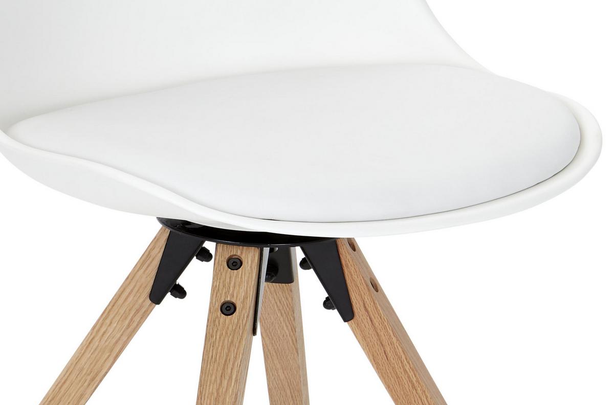 Schalenstuhl Malmö Weiß Lederlook Drehbar 2er-Set - Eichefarben/Weiß, MODERN, Holz/Kunststoff (56/85/49cm) - Luca Bessoni