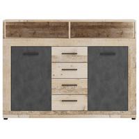 Kommode Lupo Eiche Dekor Anthrazit B: 119 Cm - Eichefarben/Anthrazit, Design, Holzwerkstoff (119/96/32cm) - MID.YOU