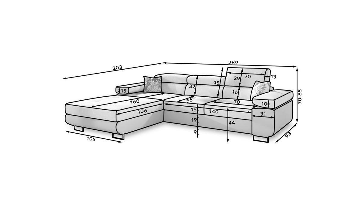 Ecksofa Armando Hellgrau S: 203x289 Cm - Chromfarben/Hellgrau, Design, Textil (203/289cm) - MID.YOU