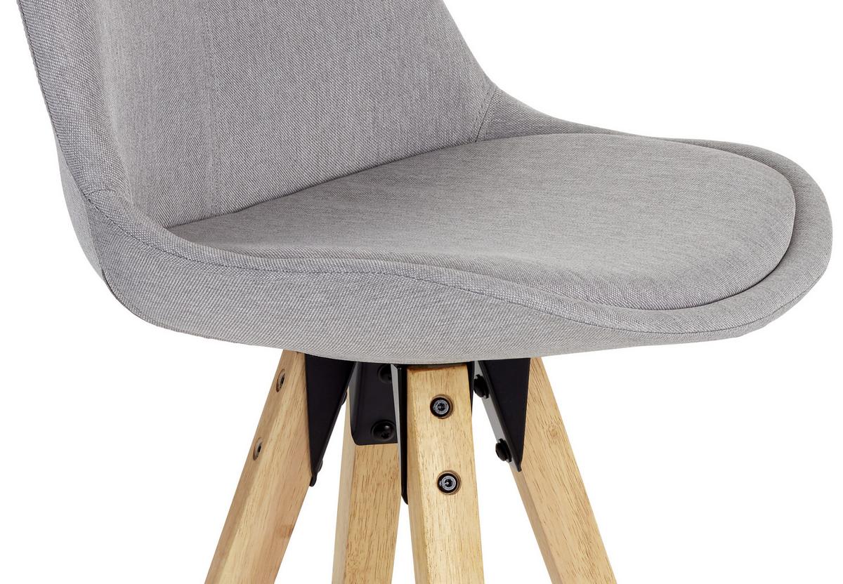 Barhocker Mit Lehne Candy Hellgrau/kautschukholz - Hellgrau/Naturfarben, MODERN, Holz/Textil (49/113,5/56cm) - MID.YOU