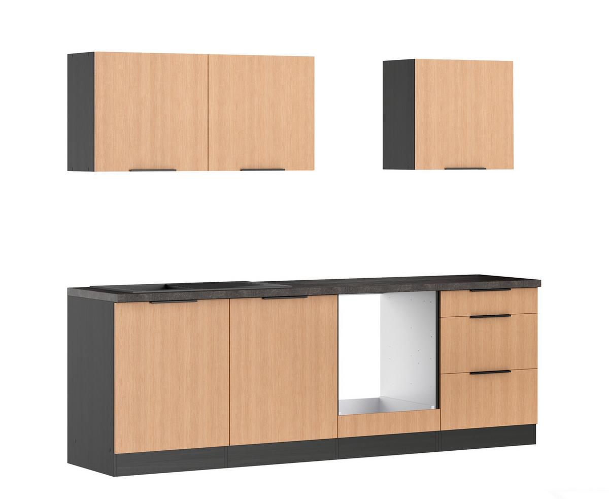 Küchenleerblock Glasgow Eichefarben /graphit B: 240 Cm - Eichefarben/Graphitfarben, LIFESTYLE, Holzwerkstoff (240cm) - Held