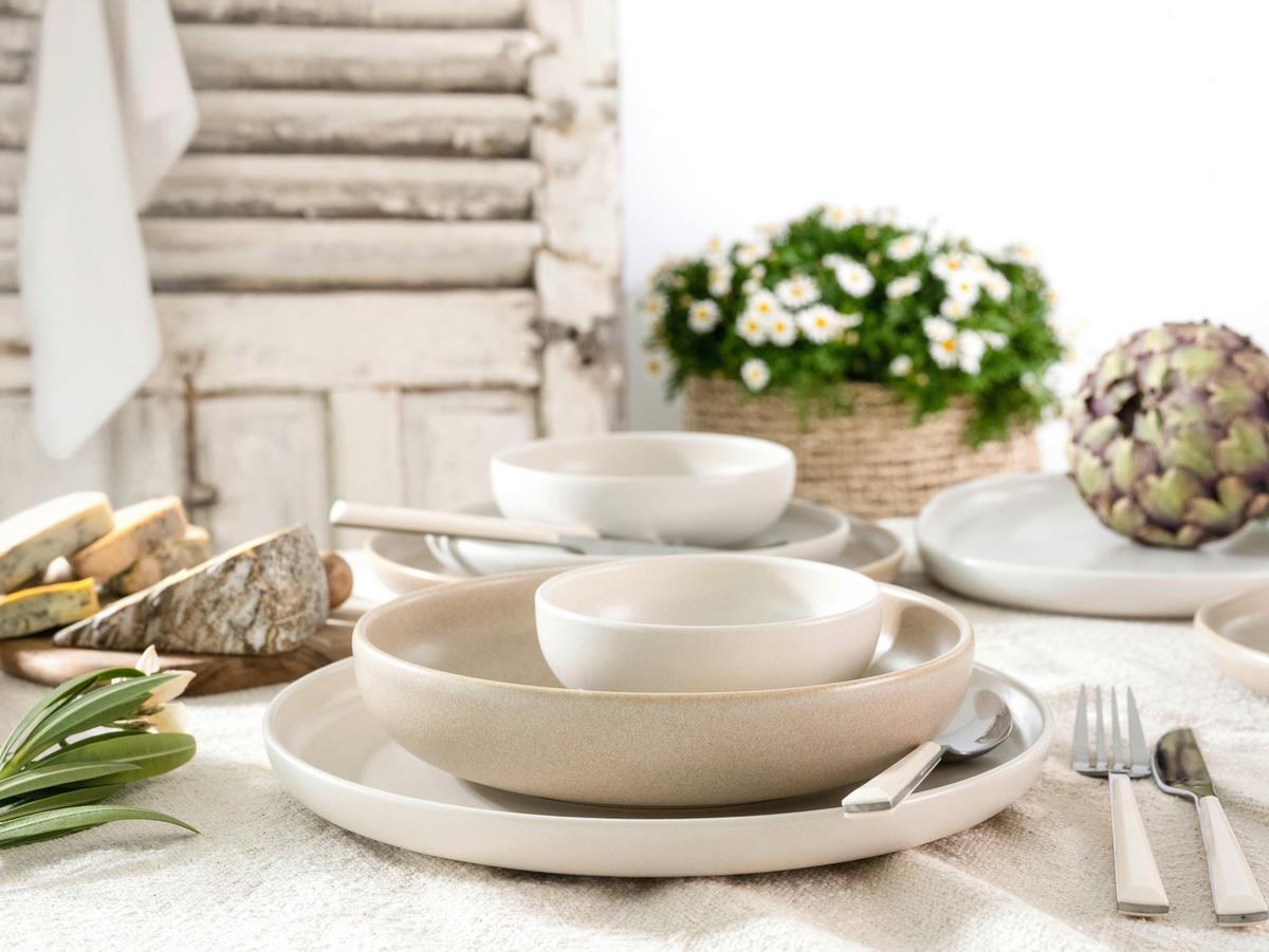 Tafelservice Uno Toscana, Creme, 12-Tlg. - Sandfarben/Creme, Basics, Keramik - Creatable