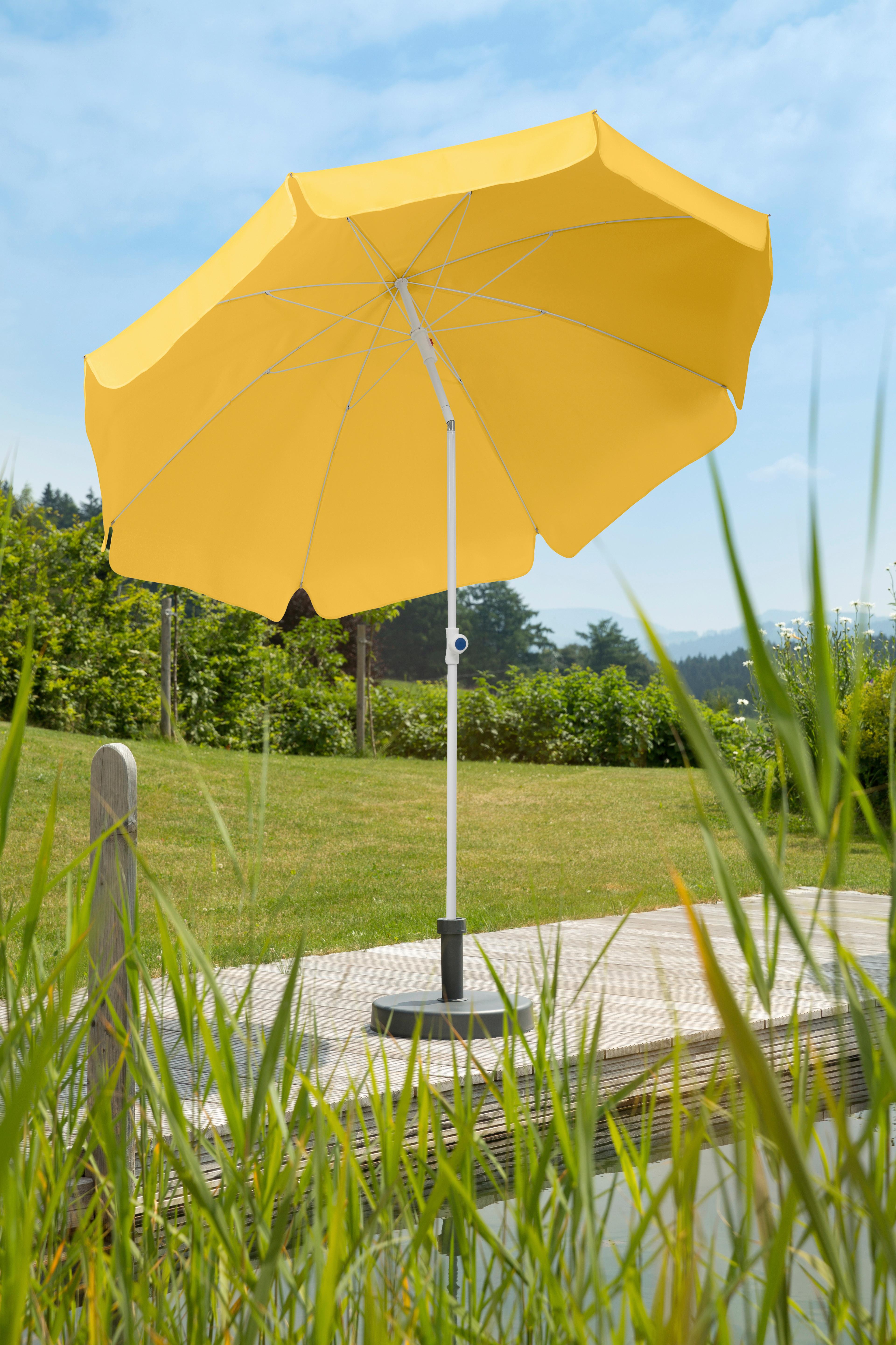 Sonnenschirm Ibiza BxHxT: 240x230x240 cm Goldgelb - Gelb/Weiß, Basics, Textil/Metall (240/230/240cm) - Schneider