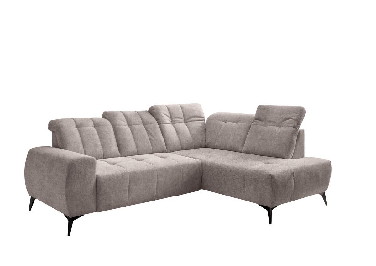 Ecksofa mit USB Anschluss Sano, Taupe, S: 261x200 cm - Taupe/Schwarz, MODERN, Textil (261/200cm) - Livetastic