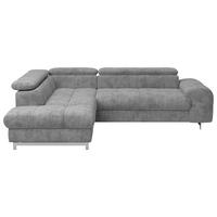 Ecksofa mit Schlaffunktion und Cloud +  Grau - Chromfarben/Hellgrau, KONVENTIONELL, Textil (206/257cm) - Livetastic